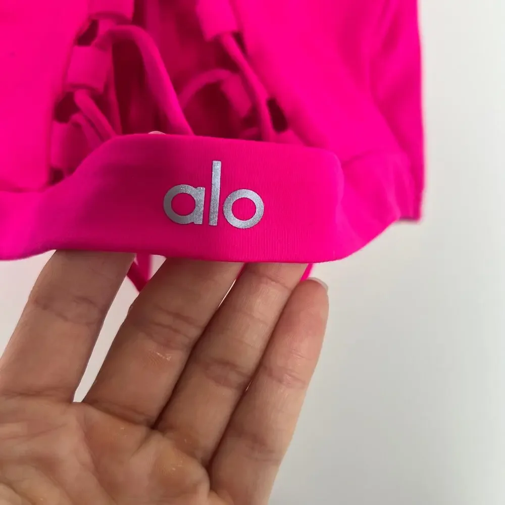 Alo Yoga Movement Bra Open Up Neon Pink Women’s Medium
